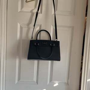 Kate Spade New York Black Grained Leather Satchel with Shoulder Strap